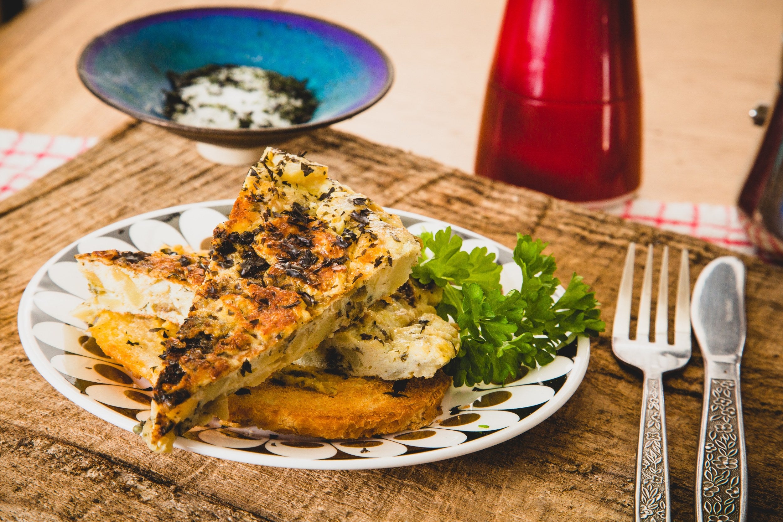 Spanish Tortilla with Dried Seaweed Flakes Vegetarian